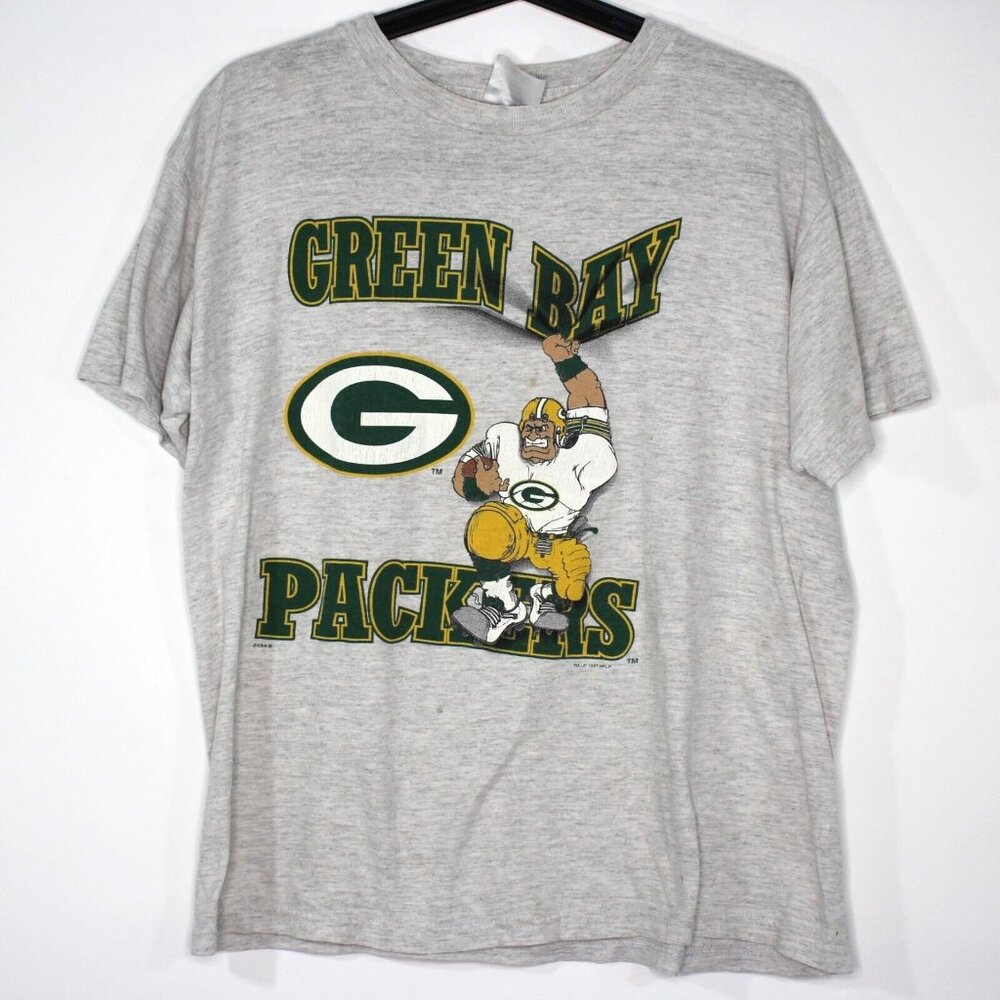 Vintage CSA Boys 16/18 Green Bay Packers Spell Out T-Shirt F1008